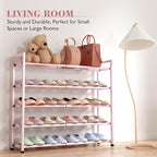 Bumusty 5-Tier Expandable Shoe Rack for Closet, 18“-33” Adjustable Shoe Rack for Small Space, Small Shoe Organizer for Front 