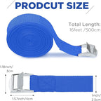 Riakrum 15 Pack 16 Feet Lashing Straps Adjustable Kayaks Tie Down Cam Buckle Straps with Buckles up to 250lbs for Cargo, Luggage, Motorcycles, Truck, Car Roof Rack, Sup Surfboard(Blue)