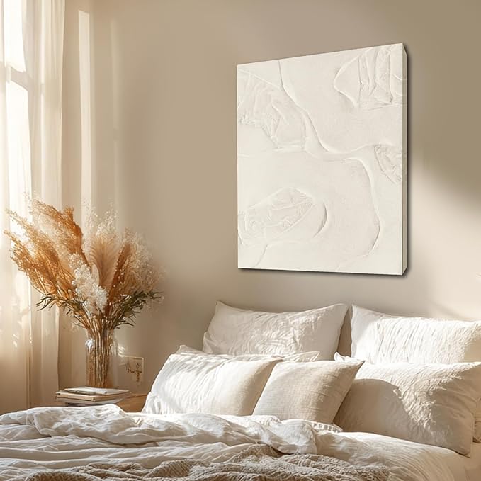 CHUDANHAO Abstract Hand Painted Wall Art Beige Wall Decor Line Hanging Art 32"x40" Large Artwork for Living Room Office Decor