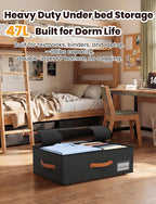 TOSKING 2-Pack Under Bed Storage Bins with Wheels and 4 Vacuum Seal Bags, Heavy Duty 80lbs Capacity,7.9"Height Clear Lid Orga