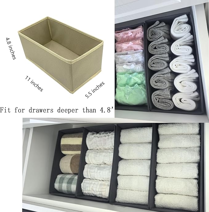 Bructhun Sock Drawer Organizer 9 Pack - Collapsible Fabric Storage Bins for Underwear Divider, Small Closet Organizers with 9