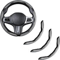 Carbon Fiber Steering Wheel Cover, Snap on Car Steering Wheel Cover Set Accessories 3pcs Wrap Grip Non Slip Protector Universal Glossy Silver