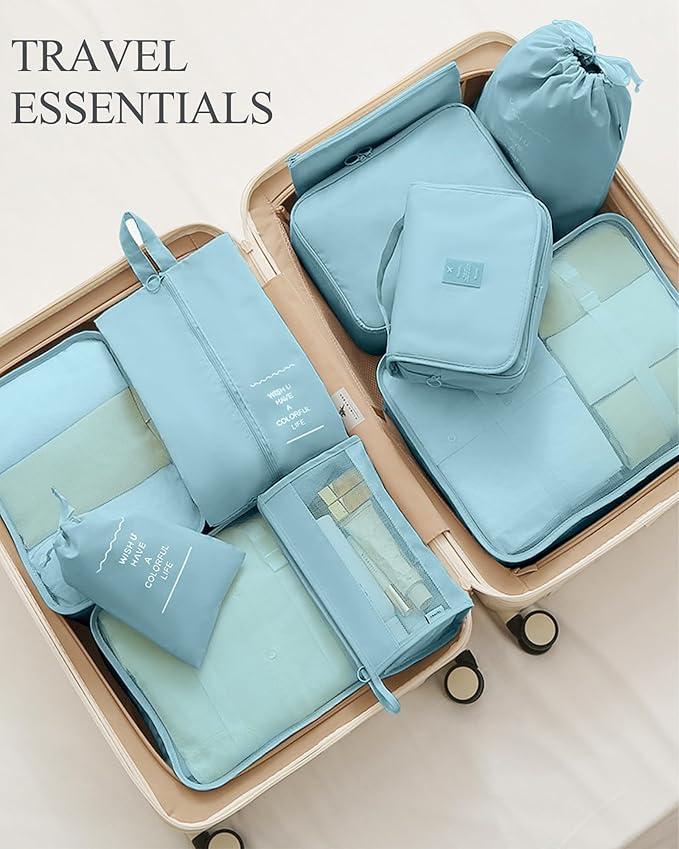 Packing Cubes 10 PCS, Mesh Breathable Luggage Organizers Bags, Packing Organizers, Durable Travel Essentials Bags Set, Travel