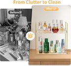 Bathroom Countertop Organizer, 2 Tier Acrylic Tray Vanity Counter Skincare Organizer Shelf, Kitchen Under Sink Standing Rack,