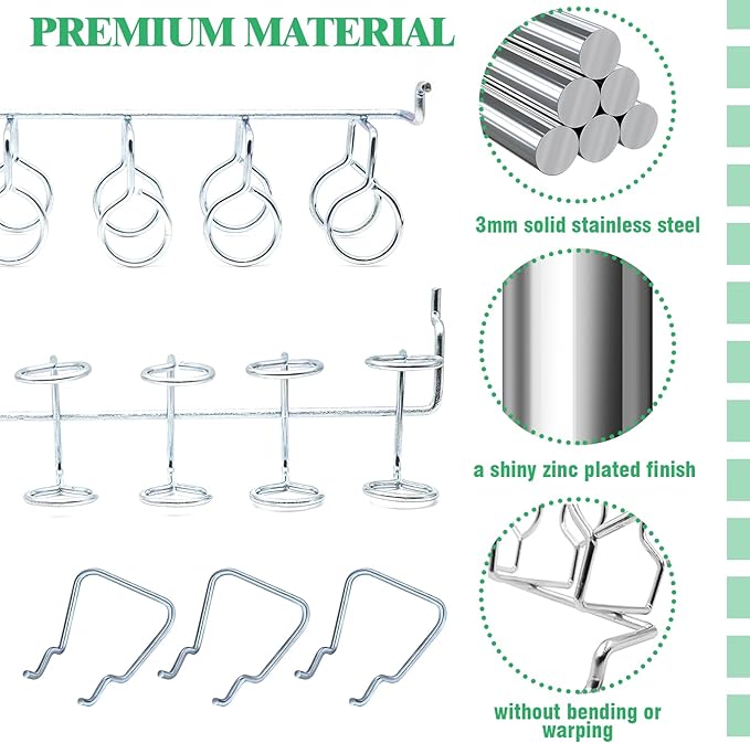 13Pcs Pegboard Screwdriver Pliers Holders Set Contains Double Loop Shelving Display Organizer Hooks and Multi Ring Peg Board 