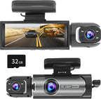 Dash Cam Front and Inside, 1296P Dual DashCams for Car, 3.16 Inch IPS Screen Driving Recorder with IR Night Vision, Loop Reco
