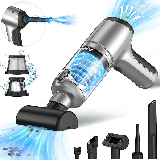AHNR Handheld Car Vacuum Cleaner Cordless with Brushless Motor, 20000PA High Power Vacuum Cleaner & Air Duster, 3 in 1 Keyboa