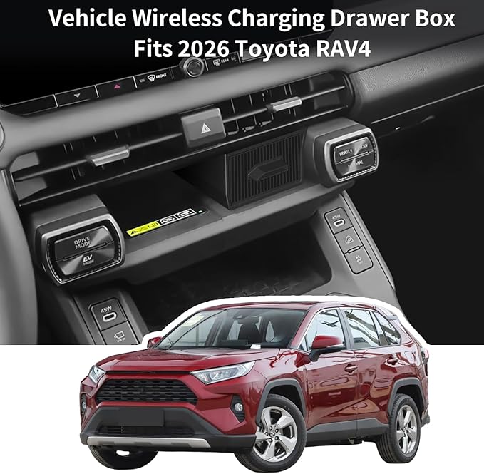 Center Console Organizer Compatible with RAV4 2026 Stable Installation Upper Cubby Drawer Silicone Under Screen Storage Box