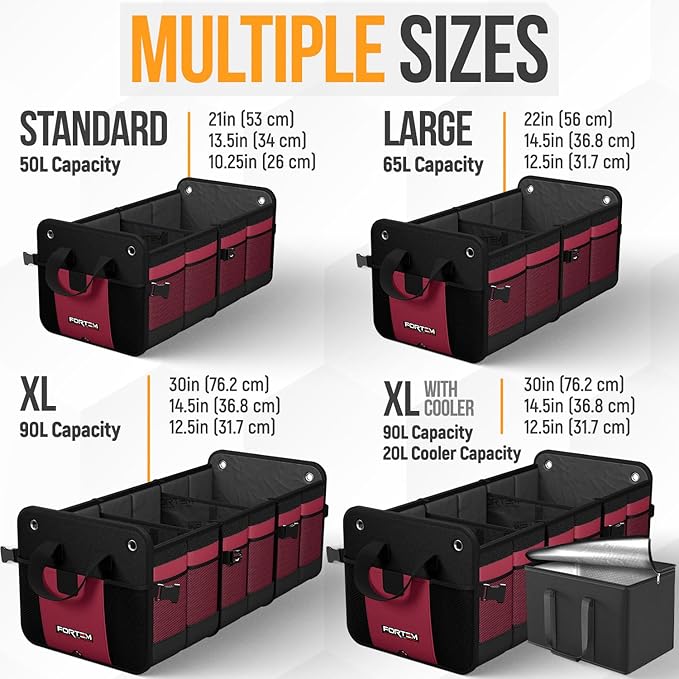 FORTEM Trunk Organizer For SUV Car Organizer and Storage, Multi-Compartment Storage Bag Car Accessories for Women Men, Perfect