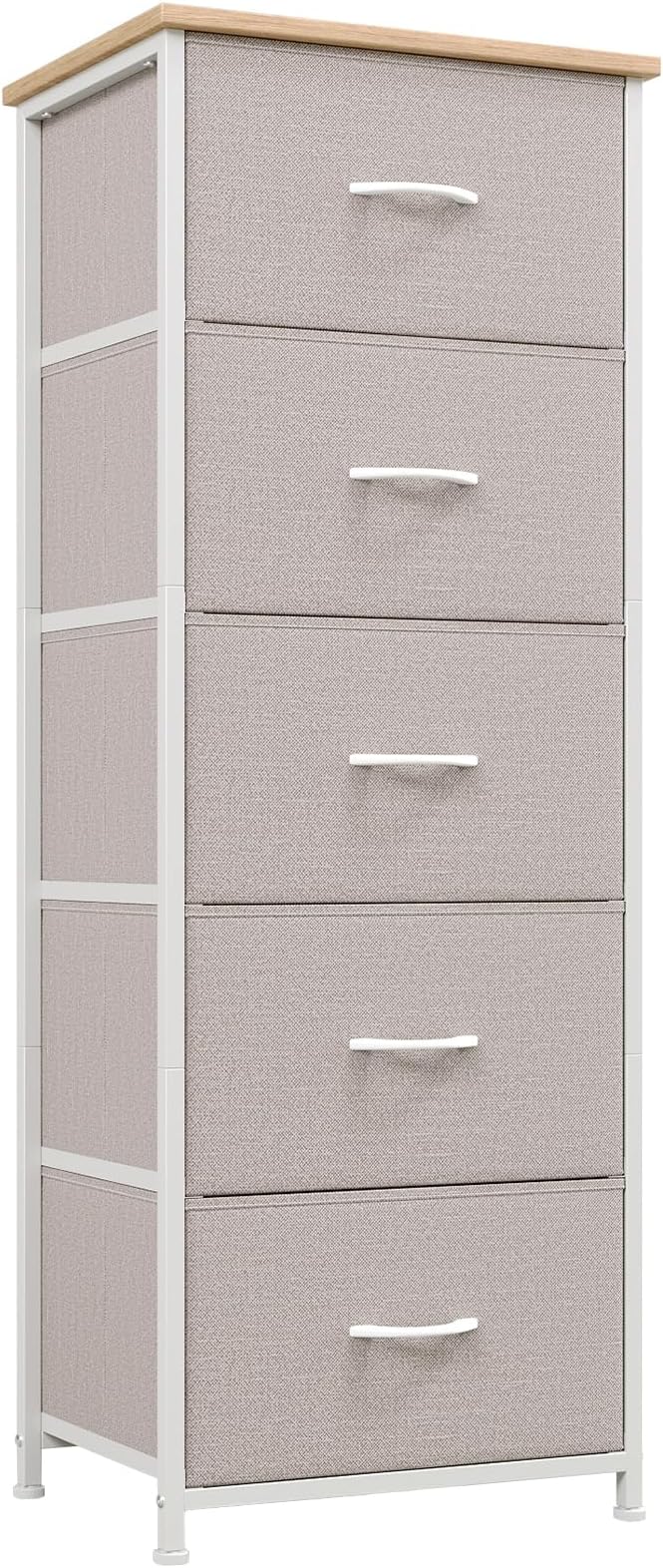 Somdot Tall Dresser for Bedroom with 5 Drawers, Storage Organizer Chest of Drawers with Removable Fabric Bins for Closet Beds