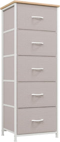 Somdot Tall Dresser for Bedroom with 5 Drawers, Storage Organizer Chest of Drawers with Removable Fabric Bins for Closet Beds