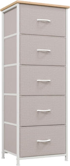 Somdot Tall Dresser for Bedroom with 5 Drawers, Storage Organizer Chest of Drawers with Removable Fabric Bins for Closet Beds