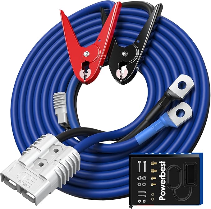 Heavy Duty Jumper Cables - 1 Gauge 30 Feet 900Amp Automotive Booster Jumper Cables with 175A Battery Quick Connect and Permanent Installation kit for Car, SUV and Trucks Battery - (SB175 Gray)