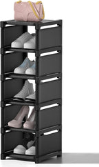 6-Tier Narrow Shoe Rack, Vertical Small Space Shoe Organizer, 9.84" Compact Slim Shoe Shelf for Closet & Entryway, Sturdy & T