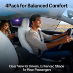 ZATOOTO Tesla Model 3 Car Window Shades 4Pack | Clear for Safe Driving | Bluish-Purple for Passenger Comfort | UV Protection | Static Cling Side Window Sun Shade Blocker with Storage Bag | 2018-2025 |