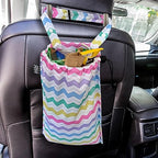 Cute Hanging Car Trash Garbage Bag 100% Leakproof Waterproof Multipurpose for Car Back Front Seat Console with Hanging Strap (Colorful Ripple)