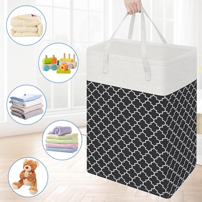 BlissTotes 3-Pack Laundry Basket, Freestanding＆Waterproof Laundry Hamper, Collapsible Tall Clothes Hamper with Easy Carry Han