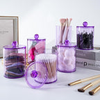 XIPENGKEJI 6 Pack Qtip Holder,Canister Apothecary Jar Set, Bathroom Jars with Lids Set for Cotton Swabs, Balls, Pads, Floss P
