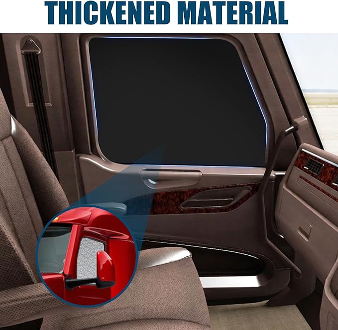 Side Window Sun Shade for Peterbilt 579 2022-2026, 567 2014-2026, Custom Fit 210T Reflective Sunshade for Semi Truck, 6-Layer Heat Insulation Privacy Protector, Block 99% UV Rays, 2PCS