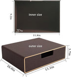 Stackable Organizer Drawer Classic Brown Pu Leather Handmade,Organize Home Office Desk Accessories and Sort Letter-Size Paper