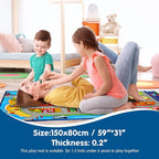 Booooom Jackson Kids Carpet Playmat with 12 Toy Cars for Age 3+ Colorful Non Slip City Rug for Kids Track Play Mat Playroom B