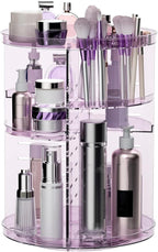 Rotating Makeup Organizer for Vanity, DIY Adjustable Tray Spinning Skincare Organizers Countertop, Cosmetic Display Case with