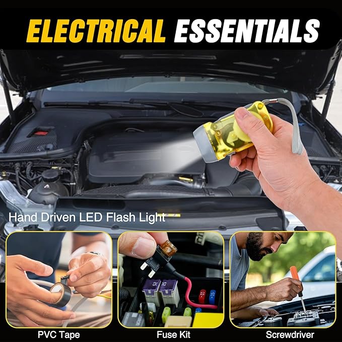 Nilight Car Emergency Kit with Jumper Cable Air Compressor Tire Repair Essential Tools First Aid Alligator Connector Electric