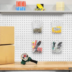 LIGHT DUST Clear Pegboard Cups with Hooks, 1/8" & 1/4" Peg Board Orangizer Accessories Aesthetic Decoration for Garage Workbe
