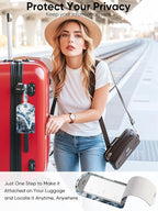 Luggage Tags Built-in Anti-Loss Tracker, Luxury Leather Luggage Tags for Suitcase, Travel Bags, Backpacks, Travel Organizer f