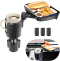 Car Large Cup Holder Expander, 2-in-1 Cupholder Extender with Swivel and Detachable Snack Food Tray Table for Eating, Travel 