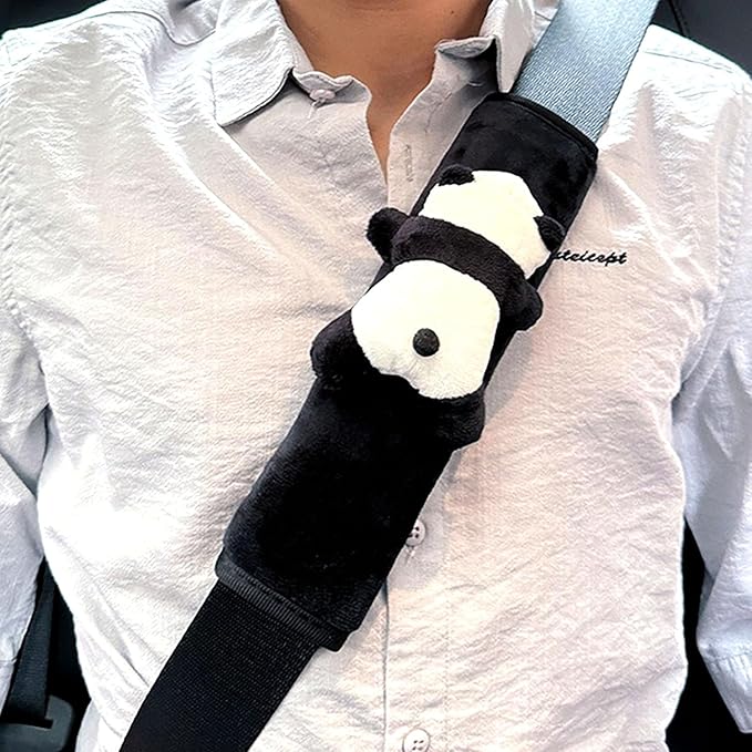 8 Pcs Cute Panda Steering Wheel Cover Set for Women Girl,Anti-Slip Lovely Cartoon Car Wheel Protector Universal 15 Inch Fit for Vehicle, Car, Auto, SUV (Black White)