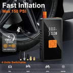 Preciva 8000mAh Jump Starter - 8000A Peak Car Battery Charger with Smart Air Compressor (150PSI), Tire Repair Kit, Power