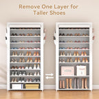 ROJASOP Shoe Rack with Covers 10 Tier Large Shoe Organizer Tall Shoe Closet Storage for 50-55 Pairs Shoe and Boot, Free Stand