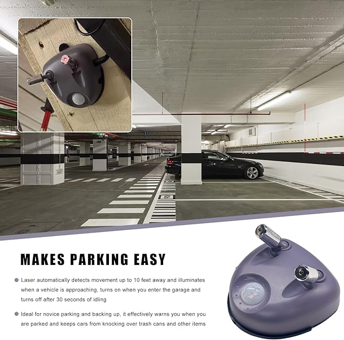 Parking Guide Assist Laser Sensor, 360 Degree Adjustable Laser Head Car Garage Sensor, Universal Dual Lasers Garage Sensors for Parking Guide, Parking Aid Car Accessories
