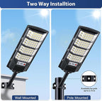 4 Pack Solar Street Lights Outdoor Waterproof, 6500K LED Motion Sensor Lights, Dusk to Dawn Solar Flood Lights with Remote,Parking Lot Light,Commercial Area Lighting for Outside
