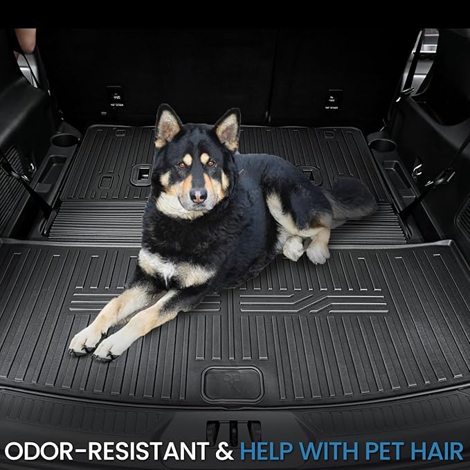 Floor Mats for 2020-2025 2026 Ford Explorer 6 Seats Captain Chairs Car Mat Accessories, All Weather TPE Cargo Mat Backrest Mat Active/ST Line/ST/Platinum(6 Seats Floor Mats+2-in-1 Cargo Mat)