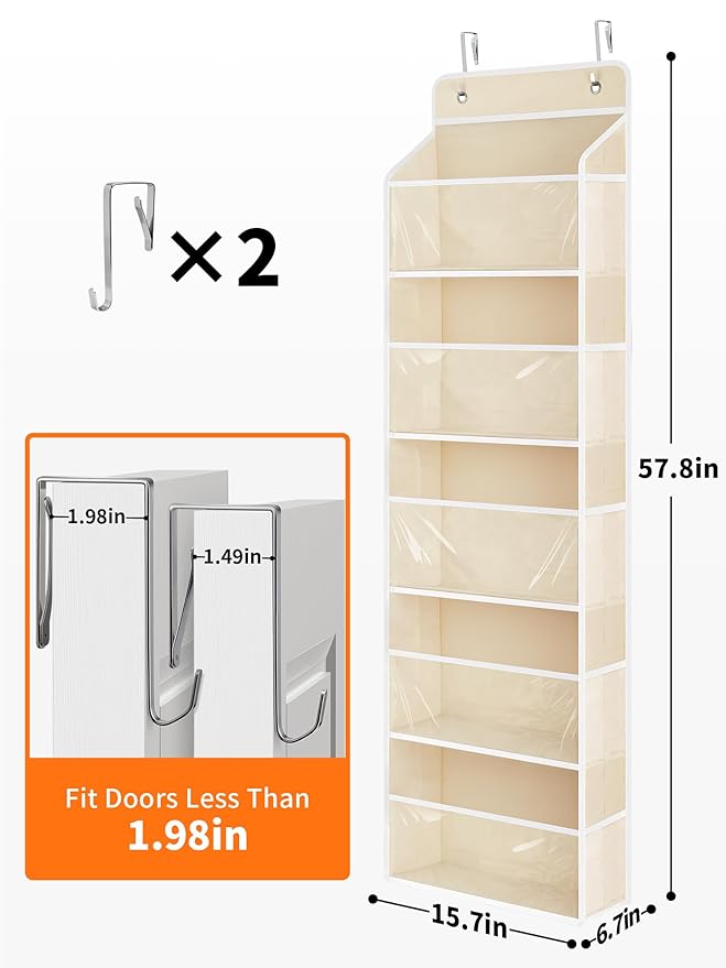 JARLINK Toy Stuffed Animal Storage, Over The Door Organizer W/Clear View Windows, 44lb Load, Baby Toy Storage Organizer for N