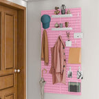 Wall-Mounted Pegboard Kit, 25.2" x 25.2" Organizer Panel – Large, Cost-Effective & Nail-Free Installation Pink