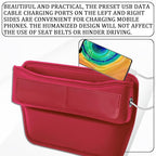 msyuusr Luxury Car Organizer, Rectangular Leather Storage Box, Red, 3 Compartments, Stable & Waterproof, 8.26 x 1.48 Inches