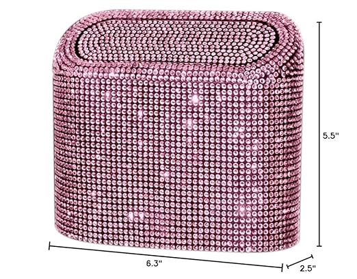 Sparkly Car Trash Car,Hanging Garbage Can with Lid Bling Rhinestone Trash Bin,Litter Container for Vehicle,Office,Home (Pink)