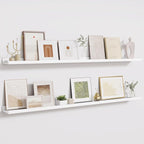 Fun Memories Picture Ledge Shelves Set of 2-55 Inch Shelves with Lip - Large Nursery Bookshelf for Storage - Floating Shelf W