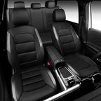 CAR PASS Memory Foam Car Seat Covers Full Set,Breathable Mesh Thick Seat Covers for Car,Gray Metal Film Leather Seat Covers,U