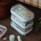 CoiiJoii Zippered Pouch Hard, Clear Zippered Hard Pouch, Stackable Storage Bins, Portable Clear Bin Zipper (White, Small)