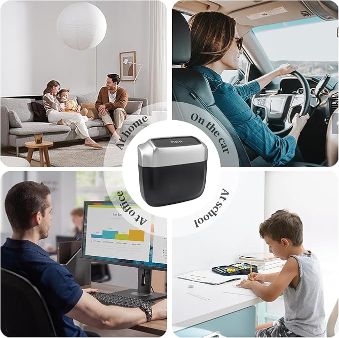 2PCS Car Trash Can with Lid + 60PCS Garbage Bag,Mini Trash Can Car Interior Accessories with Capacity 700ml,Multifunctional CCar Organizers and Storage(Silver)