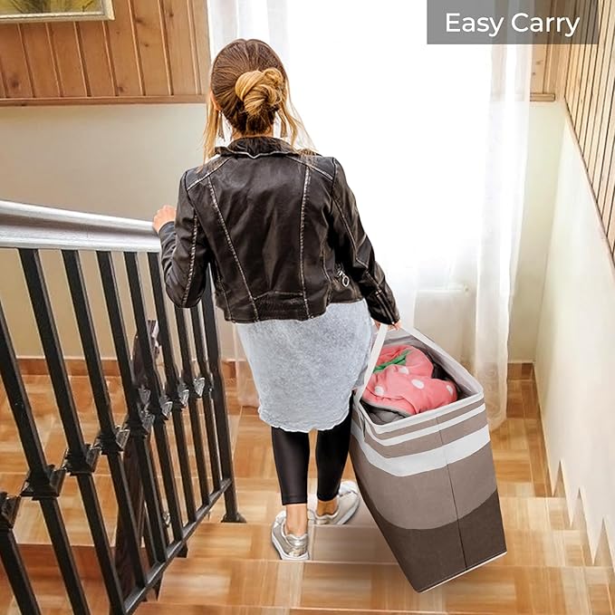 HomeHacks 2-Pack Large Laundry Basket, Waterproof, Freestanding Laundry Hamper, Collapsible Tall Clothes Hamper with Extended