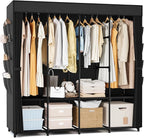 Portable Closet for Hanging Clothes, 67 Inch Wide Portable Wardrobe Closet with Cover, 4 Hanging Rod, Storage Shelves and Sid