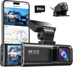 REDTIGER F7N 4K Dual Dash Cam, 5.8GHz WiFi-20 MB/s Fast Transfer, 64GB Card, Front 4K/2.5K and Rear 1080P Dash Camera for Car