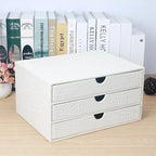 UnionBasic Document Organizer, 3-Drawer File Cabinet Document Storage Box, Office Desktop Filing Organizer, Croco White