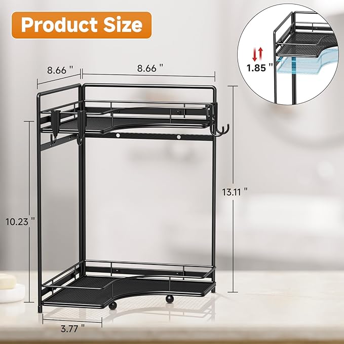 VITVITI 2-Tier Corner Bathroom Counter Organizer, Bathroom Countertop Organizer Storage for Sink, Metal Mesh Makeup Organizer