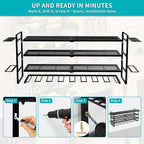 Power Tool Organizer Wall Mount Loads 400lbs, 4 Layers Heavy Duty Tool Organizers and Storage, Cordless Tool Rack with 8 Dril